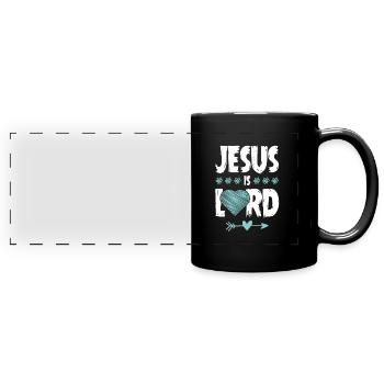 Gott Bibelvers Jesus liebe - Panorama-Tasse farbig - Schwarz - Vorne