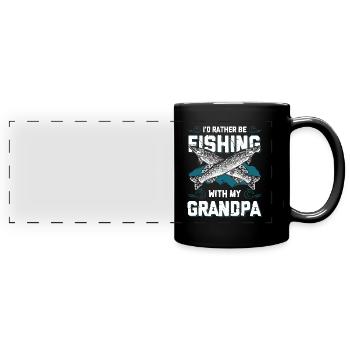 opa fischen - Panorama-Tasse farbig - Schwarz - Vorne