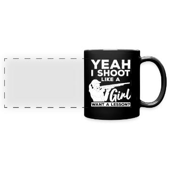 Clay pigeon shooter - Full Colour Panoramic Mug - black - Front