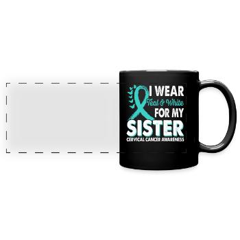 Wear teal and white for the month of - Full Colour Panoramic Mug - black - Front