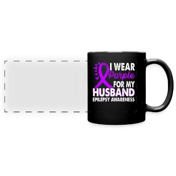 Wear purple for Epilepsy Awareness Month - Full Colour Panoramic Mug - black - Front