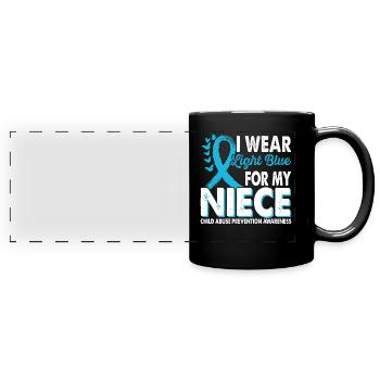 Appliquer le bleu clair à la prévention de - Mug panoramique uni - noir - Devant