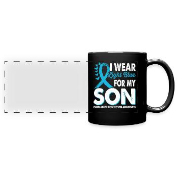 Portez du bleu clair pour que le fils soit conscient de - Mug panoramique uni - noir - Devant