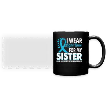 Portez du bleu clair pour la reconnaissance de votre - Mug panoramique uni - noir - Devant