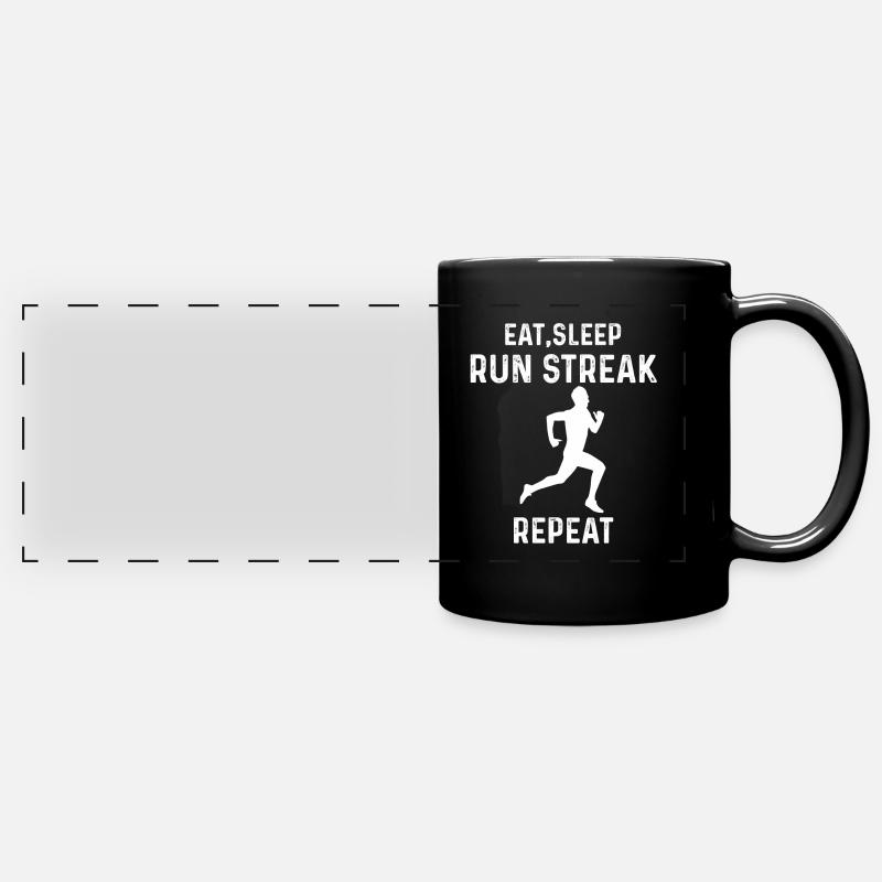 Eat Sleep Run Streak Repeat Funny Runner - Full Colour Panoramic Mug - black