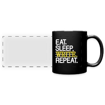 Eat Sleep Write Repeat Write - Full Colour Panoramic Mug - black - Front