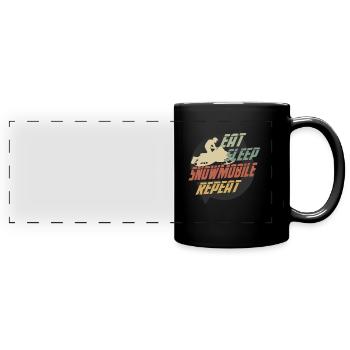 Bateau de répétition de motoneige Vintage Eat Sleep - Mug panoramique uni - noir - Devant
