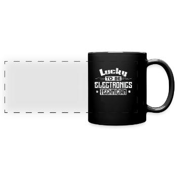 Lucky to be Electronics Technician Beruf - Panorama-Tasse farbig - Schwarz - Vorne