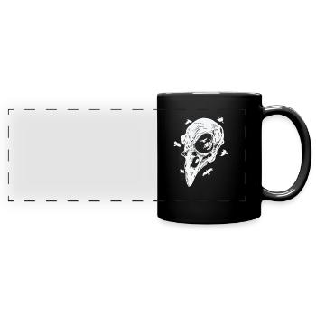 Crâne osseux d’un oiseau corbeau corbeau - Mug panoramique uni - noir - Devant