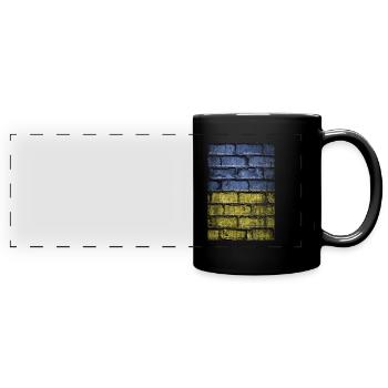 Mauer Ukraine - Panorama-Tasse farbig - Schwarz - Vorne