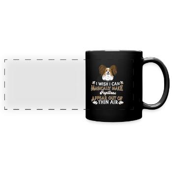 Papillon Hund - Panorama-Tasse farbig - Schwarz - Vorne