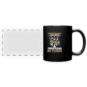Schach Schachspieler - Panorama-Tasse farbig - Schwarz - Vorne
