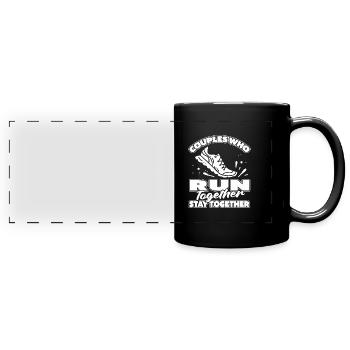 Läufer Jogger Runner Laufen Paar - Panorama-Tasse farbig - Schwarz - Vorne