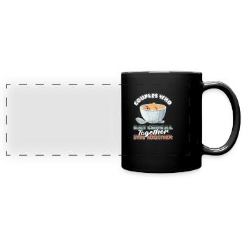 Frühstück Müsli Cereal Paar - Panorama-Tasse farbig - Schwarz - Vorne