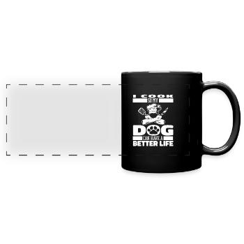 Chien de cuisine cuisinier - Mug panoramique uni - noir - Devant
