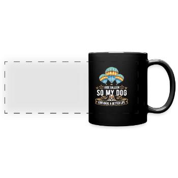 Hot Air Balloon Ballooning Dog - Full Colour Panoramic Mug - black - Front