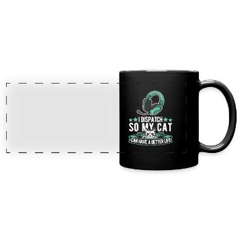 Emergency call control center cats - Full Colour Panoramic Mug - black - Front