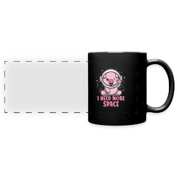 Astronaute éleveur de porcs - Mug panoramique uni - noir - Devant