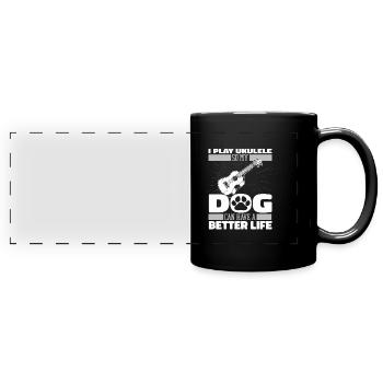 Chien ukulélé - Mug panoramique uni - noir - Devant