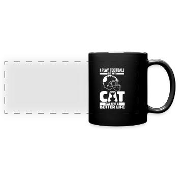 American Football Cat - Full Colour Panoramic Mug - black - Front