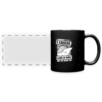 Kreuzfahrtschiff Mädchen - Panorama-Tasse farbig - Schwarz - Vorne