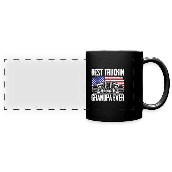 Chauffeur de camion Camionneur Grand-père - Mug panoramique uni - noir - Devant