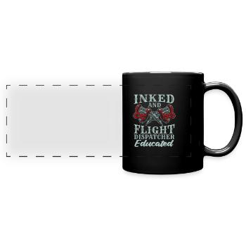 Notruf Leitstelle Einsatzzentrale Tätowierung - Panorama-Tasse farbig - Schwarz - Vorne