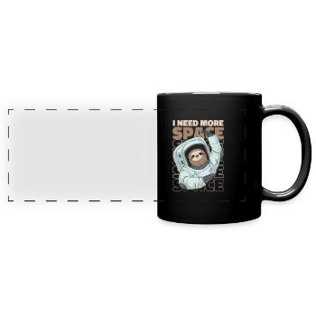 Sloth Astronaut I Need More Space - Full Colour Panoramic Mug - black - Front