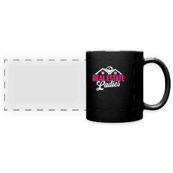 Real estate agent lady - Full Colour Panoramic Mug - black - Front