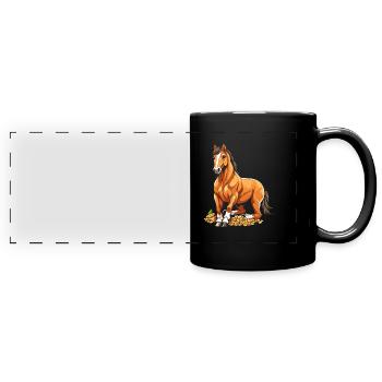 Horse Equestrian Sports - Full Colour Panoramic Mug - black - Front