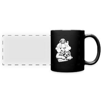 Faultier Witzig - Panorama-Tasse farbig - Schwarz - Vorne