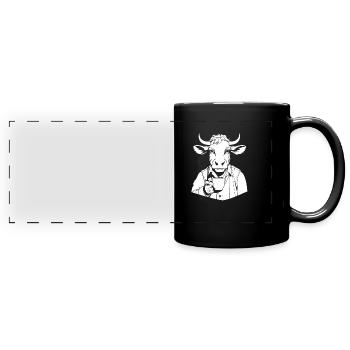 Cow, Farmer, Livestock, Coffee - Full Colour Panoramic Mug - black - Front
