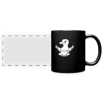 Möwe Kaffee - Panorama-Tasse farbig - Schwarz - Vorne