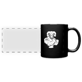 Sheep Biceps Tattoo I Love Mom - Full Colour Panoramic Mug - black - Front