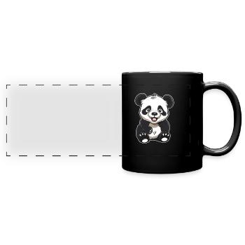 Big Panda Panda Bear Smiling - Full Colour Panoramic Mug - black - Front
