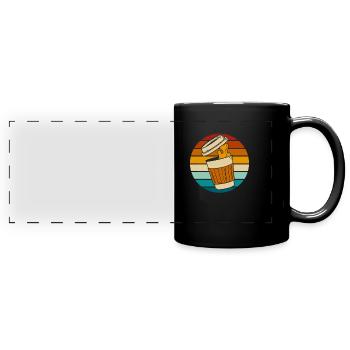 Kaffee Cafe - Panorama-Tasse farbig - Schwarz - Vorne