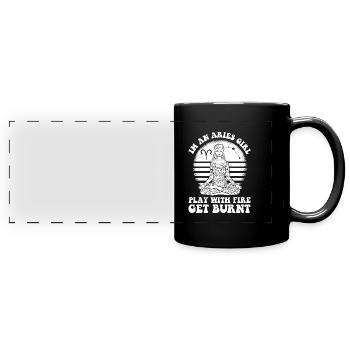 Bélier Femme forte - Mug panoramique uni - noir - Devant