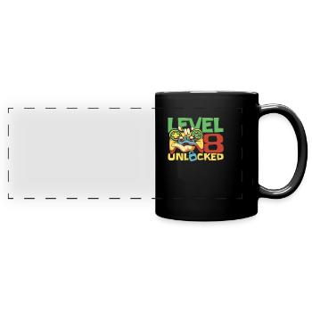 Gamer Gaming Level 8 Unlocked - Full Colour Panoramic Mug - black - Front