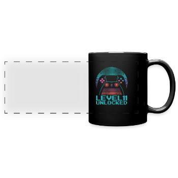 Gamer Gaming Level 11 Unlocked - Full Colour Panoramic Mug - black - Front
