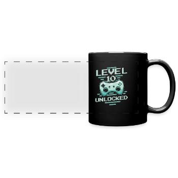 Gamer Gaming Level 10 Unlocked - Full Colour Panoramic Mug - black - Front