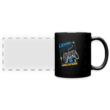Gamer Gaming Level 6 Unlocked - Full Colour Panoramic Mug - black - Front