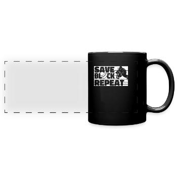 Eishockey Torwart - Panorama-Tasse farbig - Schwarz - Vorne