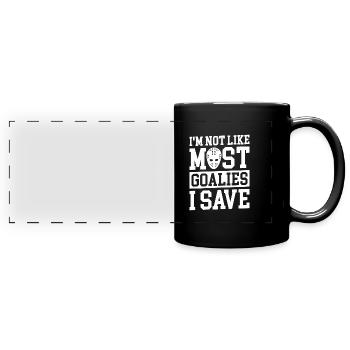 Gant de gardien de but de hockey sur glace Rondelle d’économie - Mug panoramique uni - noir - Devant