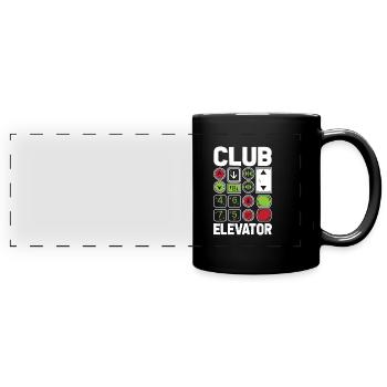 Fahrstuhl Aufzug Tasten - Panorama-Tasse farbig - Schwarz - Vorne