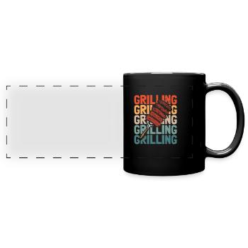 Bbq Grillen - Panorama-Tasse farbig - Schwarz - Vorne