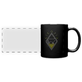Cow Farmer Livestock Abstract Moon Phases - Full Colour Panoramic Mug - black - Front