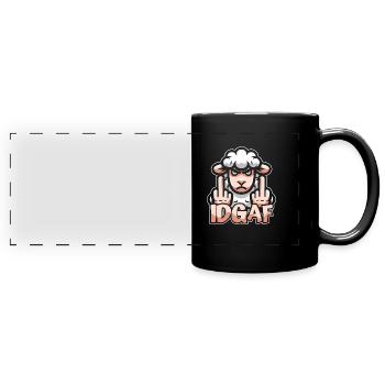 Schaf Es Ist Mir Scheißegal Idgaf - Panorama-Tasse farbig - Schwarz - Vorne