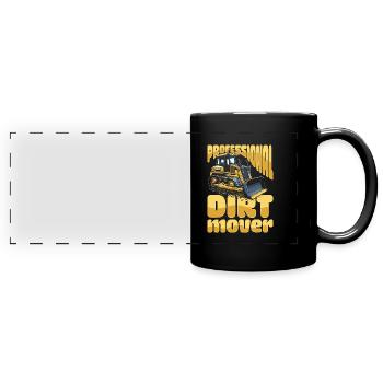 Bulldozer Planierraupe - Panorama-Tasse farbig - Schwarz - Vorne