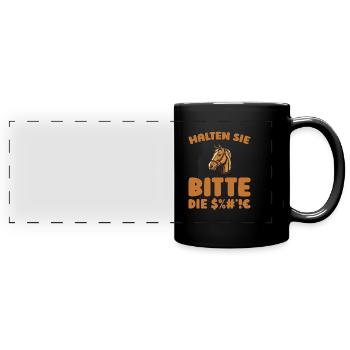 Horse Equestrian Please keep your mouth shut - Full Colour Panoramic Mug - black - Front
