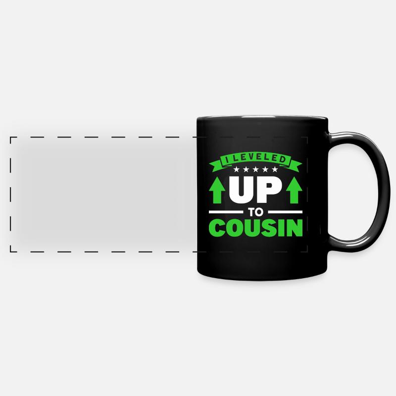 Cousin Big Cousin Birth Gift - Full Colour Panoramic Mug - black